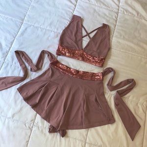 Sequin Two Piece Set in Muave